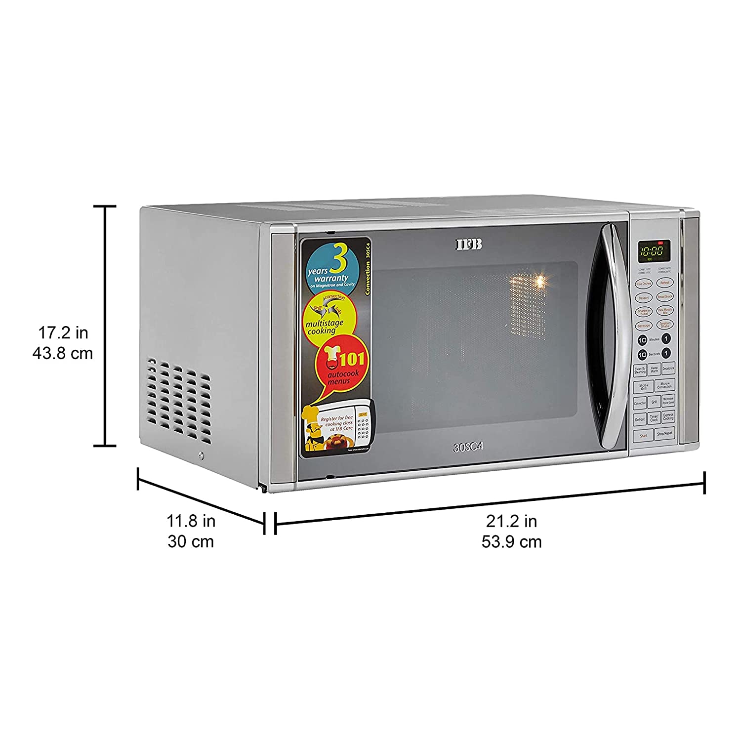 IFB 30 L Convection Microwave Oven (30SC4, Metallic Silver, with Starter Kit) IFB 30 L Convection Microwave Oven (30SC4, Metallic Silver, with Starter Kit)